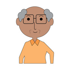 cartoon elderly man with glasses icon over white background colorful design  vector illustration