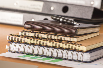 Closeup Notebook on wooden table