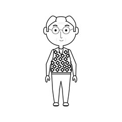 cartoon elderly man with glasses icon over white background vector illustration