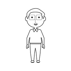cartoon elderly man with glasses icon over white background vector illustration