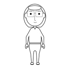 cartoon elderly woman with a walking stick icon over white background vector illustration