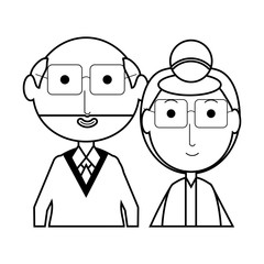cartoon eldery couple icon over white background vector illustration