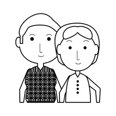 cartoon eldery couple icon over white background vector illustration