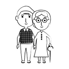 cartoon eldery couple icon over white background vector illustration