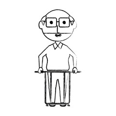 elderly man with a walker icon over white background vector illustration