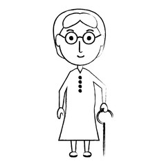 cartoon elderly woman standing icon over white background vector illustration