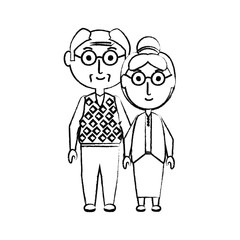 cartoon eldery couple icon over white background vector illustration