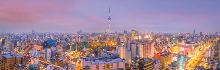 Gordijnen Panoramafoto van de skyline van de stad Tokio © f11photo