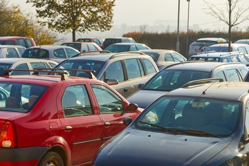 Cars parked in a lot