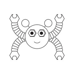 Obraz premium cartoon robot icon over white background black and white design vector illustration