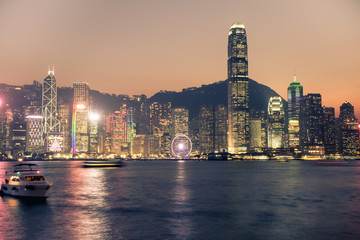 Fototapeta na wymiar Hong Kong skyline view from kowloon side,colorful night life,cityscape