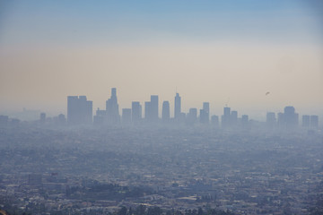 Fototapeta premium Haze look of Los Angeles downtown skyline