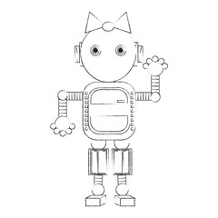 cartoon robot girl icon over white background vector illustration