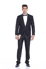 Figure, Business Man Stand in dark Blue Black Suit