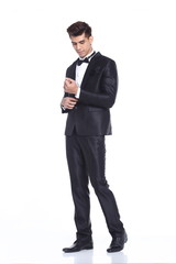 Figure, Business Man Stand in dark Blue Black Suit