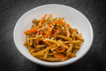きんぴらごぼう　sautéed burdock roots japanese food