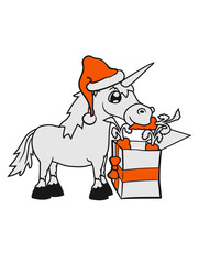 weihnachten geschenk karotten winter fest mütze einhorn wunsch regenbogen magisch pferd pony reiten schnell pferdchen klein spaß schnell comic cartoon reiter schön süß niedlich