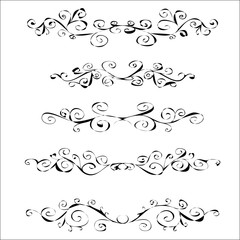 Set of horizontal hand-drawn patterned banners 