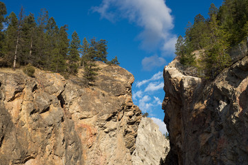 View of Sinclair canyon, the pass through the Rocky Mountains from Kootenay National Park to the village of Radium in British Columbia, Canada