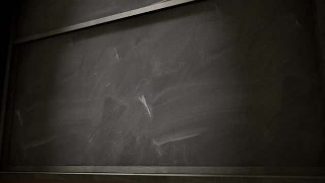 An animation showing the switch between two rectangular blank black chalkboards with a metal frame