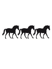 Obraz na płótnie Canvas viele 3 reihe muster design silhouette schwarz umriss pferd pony reiten schnell pferdchen klein spaß schnell comic cartoon reiter schön süß niedlich