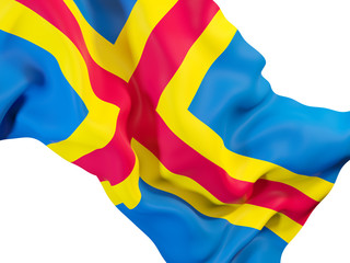 Waving flag of aland islands