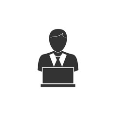 people with computer, person with laptop icon. Business, human resource sign. Looking for talent. Search man vector icon. Job search icon