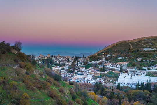 Sacromonte from Avellano Road in Granada, Spain.