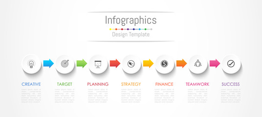 Infographic design elements for your business data with 7 options, parts, steps, timelines or processes. Vector Illustration.