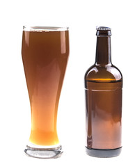 glass bottle of beer Isolated on white background