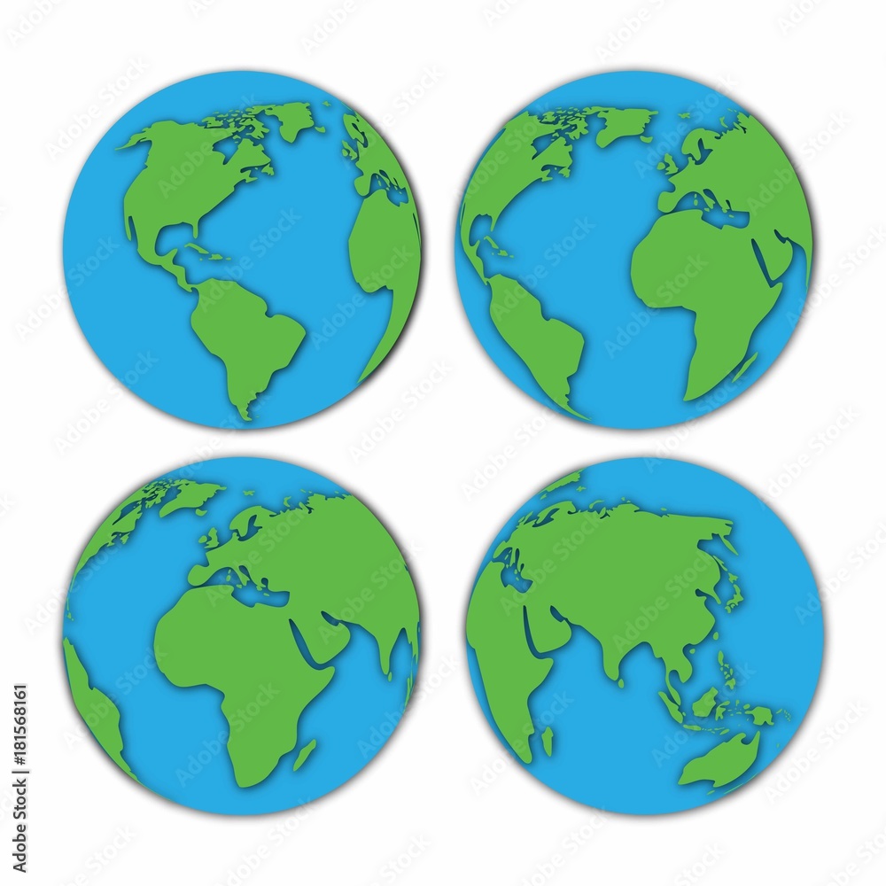 Poster White map of the continents of the world on blue background. Globe icon with smooth vector.