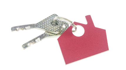 House shaped key chain isolated on white background