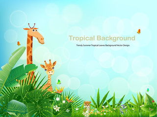 Naklejka premium Tropical island spring of beautiful plants green and adstract bachgrounds.