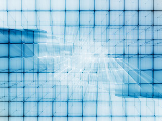 Abstract blue toned background element on white. Disturbed grid pattern. Detailed fractal graphics. Information technology concept.
