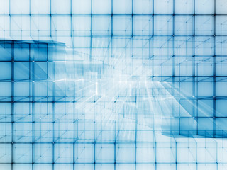 Obraz premium Abstract blue toned background element on white. Disturbed grid pattern. Detailed fractal graphics. Information technology concept.