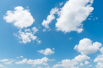 Naklejka na ściany i meble clear blue sky with plain white cloud with space for text background. The vast blue sky and clouds. blue sky background with tiny clouds nature. 