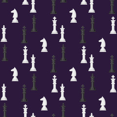 Fototapeta premium Chess board seamless pattern background chessmen leisure concept knight group white and black piece competition vector illustration