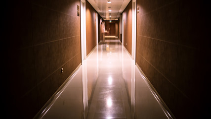 Lamps on the ceiling of the office corridor