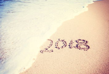 Celebrating the year 2018 on a tropical beach