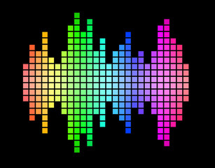 Colorful rainbow square blocks audio spectrum waveform