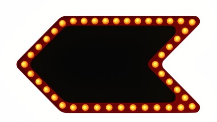 Red Marquee light board sign retro on white background. 3d rendering