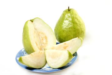 Fresh and health guava on white background.