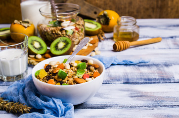 Dry oat flakes with candied fruits
