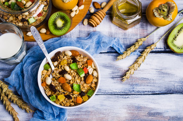 Dry oat flakes with candied fruits