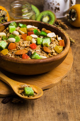 Dry oat flakes with candied fruits