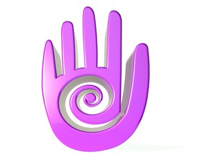 Abstract swirly hand, charity and support