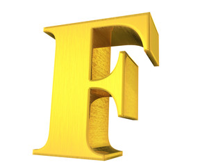 Letter F in gold, 3d