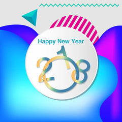 Happy New Year 2018 colorful abstract design