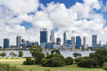 Foto op Canvas The Perth City skyline photographed from Sir James Mitchell Park in South Perth. Photographed: November 18, 2017. © beau