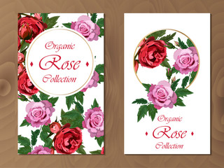 rose card on wooden background